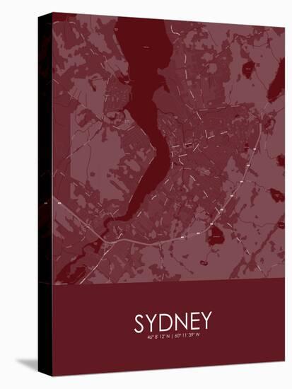 Sydney, Canada Red Map-null-Stretched Canvas