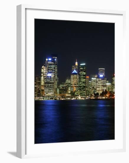 Sydney CBD at Night, Sydney Cove, Australia-David Wall-Framed Premium Photographic Print