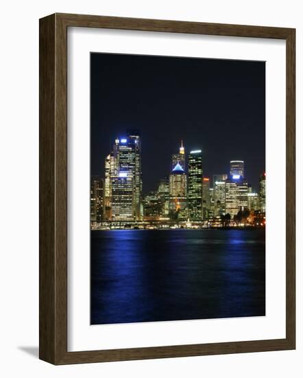 Sydney CBD at Night, Sydney Cove, Australia-David Wall-Framed Photographic Print