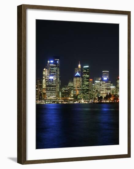 Sydney CBD at Night, Sydney Cove, Australia-David Wall-Framed Photographic Print