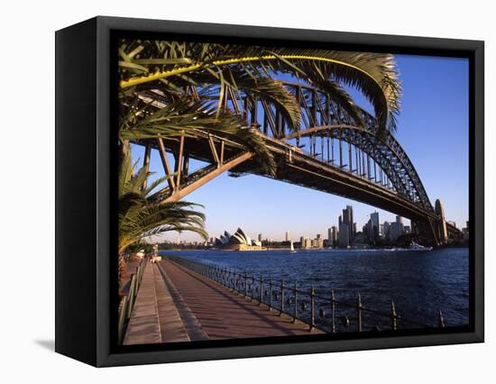 Sydney Harbor Bridge and Sydney Opera House, Australia-David Wall-Framed Stretched Canvas