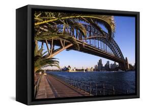 Sydney Harbor Bridge and Sydney Opera House, Australia-David Wall-Framed Stretched Canvas