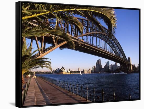 Sydney Harbor Bridge and Sydney Opera House, Australia-David Wall-Framed Stretched Canvas