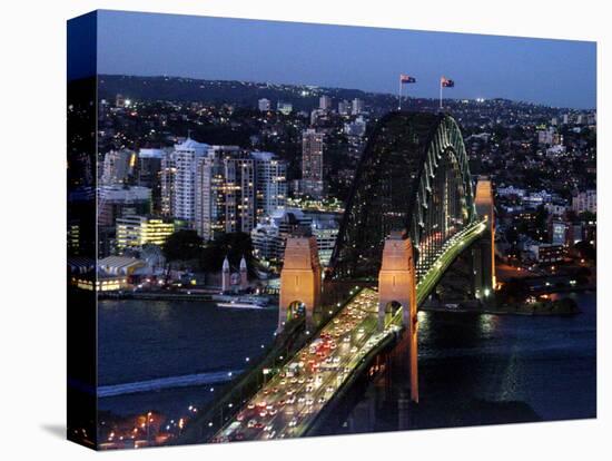 Sydney Harbor Bridge at Night, Sydney, Australia-David Wall-Stretched Canvas