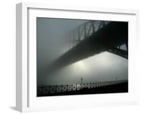 Sydney Harbor Bridge is Covered by a Thick Vail of Fog in the Early Hours of the Morning-null-Framed Photographic Print