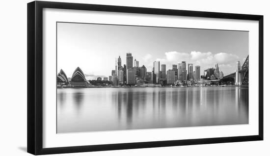 Sydney Harbour Bridge and Skylines at Dusk, Sydney, New South Wales, Australia-null-Framed Photographic Print
