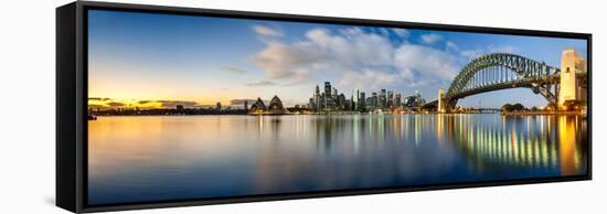 Sydney Harbour Bridge and Skylines at Dusk, Sydney, New South Wales, Australia-null-Framed Stretched Canvas