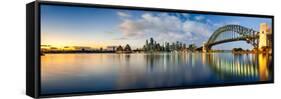 Sydney Harbour Bridge and Skylines at Dusk, Sydney, New South Wales, Australia-null-Framed Stretched Canvas