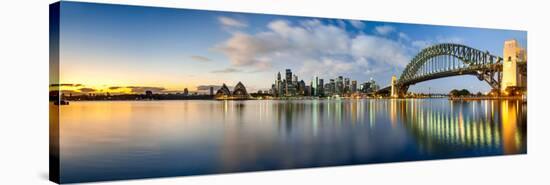 Sydney Harbour Bridge and Skylines at Dusk, Sydney, New South Wales, Australia-null-Stretched Canvas