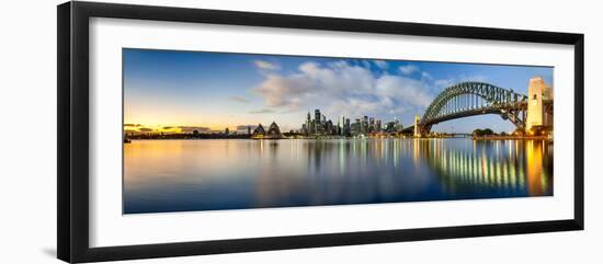 Sydney Harbour Bridge and Skylines at Dusk, Sydney, New South Wales, Australia-null-Framed Photographic Print