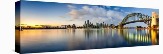 Sydney Harbour Bridge and Skylines at Dusk, Sydney, New South Wales, Australia-null-Stretched Canvas