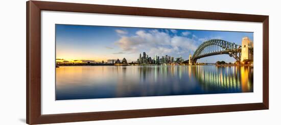 Sydney Harbour Bridge and Skylines at Dusk, Sydney, New South Wales, Australia-null-Framed Photographic Print