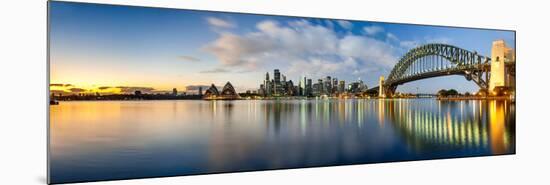 Sydney Harbour Bridge and Skylines at Dusk, Sydney, New South Wales, Australia-null-Mounted Photographic Print