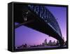 Sydney Harbour Bridge at Dusk , Sydney, New South Wales, Australia-Steve Vidler-Framed Stretched Canvas