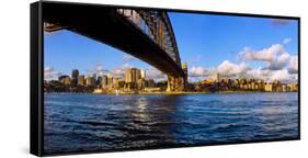 Sydney Harbour Bridge with City at Waterfront, Sydney, New South Wales, Australia-null-Framed Stretched Canvas
