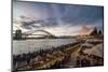 Sydney Harbour with the Harbour Bridge and Opera House after sunset, Sydney, New South Wales, Austr-Michael Runkel-Mounted Photographic Print