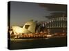 Sydney Opera House and Harbor Bridge at Night, Sydney, Australia-David Wall-Stretched Canvas