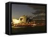 Sydney Opera House and Harbor Bridge at Night, Sydney, Australia-David Wall-Framed Stretched Canvas