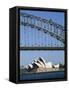 Sydney Opera House and Harbour Bridge, Sydney, New South Wales (N.S.W.), Australia-Fraser Hall-Framed Stretched Canvas