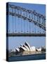 Sydney Opera House and Harbour Bridge, Sydney, New South Wales (N.S.W.), Australia-Fraser Hall-Stretched Canvas