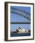 Sydney Opera House and Harbour Bridge, Sydney, New South Wales (N.S.W.), Australia-Fraser Hall-Framed Photographic Print