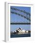 Sydney Opera House and Harbour Bridge, Sydney, New South Wales (N.S.W.), Australia-Fraser Hall-Framed Photographic Print
