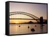 Sydney Opera House and Sydney Harbour Bridge at Sunset, Sydney, New South Wales, Australia-Steve Vidler-Framed Stretched Canvas