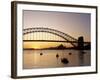 Sydney Opera House and Sydney Harbour Bridge at Sunset, Sydney, New South Wales, Australia-Steve Vidler-Framed Photographic Print