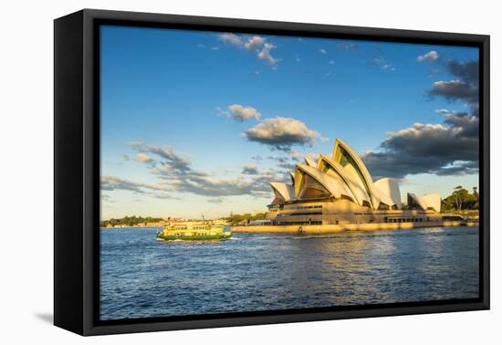 Sydney Opera House at sunset, UNESCO World Heritage Site, Sydney, New South Wales, Australia, Pacif-Michael Runkel-Framed Stretched Canvas