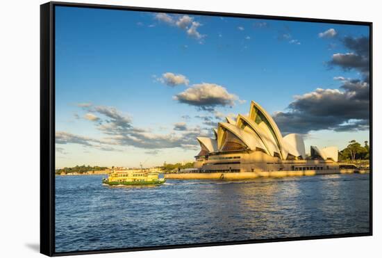 Sydney Opera House at sunset, UNESCO World Heritage Site, Sydney, New South Wales, Australia, Pacif-Michael Runkel-Framed Stretched Canvas