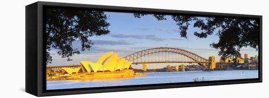 Sydney Opera House & Harbour Bridge, Darling Harbour, Sydney, New South Wales, Australia-Doug Pearson-Framed Stretched Canvas