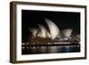 Sydney Opera House Lit Up at Night, Sydney, New South Wales, Australia-null-Framed Photographic Print