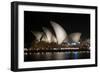 Sydney Opera House Lit Up at Night, Sydney, New South Wales, Australia-null-Framed Photographic Print