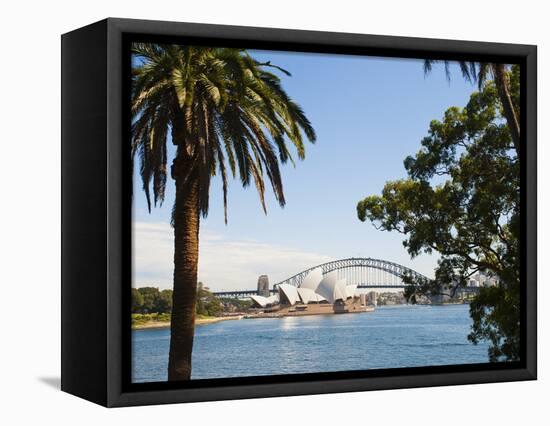 Sydney Opera House, UNESCO World Heritage Site, and Sydney Harbour Bridge, Sydney, Australia-Matthew Williams-Ellis-Framed Stretched Canvas