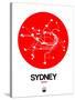 Sydney Red Subway Map-NaxArt-Stretched Canvas