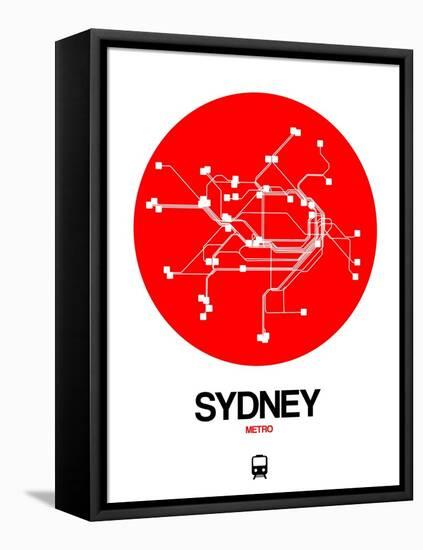 Sydney Red Subway Map-NaxArt-Framed Stretched Canvas