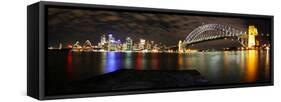 Sydney Skyline and Bridge at Night-23mosaic-Framed Stretched Canvas