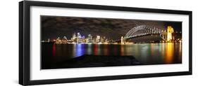 Sydney Skyline and Bridge at Night-23mosaic-Framed Photographic Print