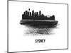 Sydney Skyline Brush Stroke - Black II-NaxArt-Mounted Art Print