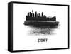 Sydney Skyline Brush Stroke - Black II-NaxArt-Framed Stretched Canvas