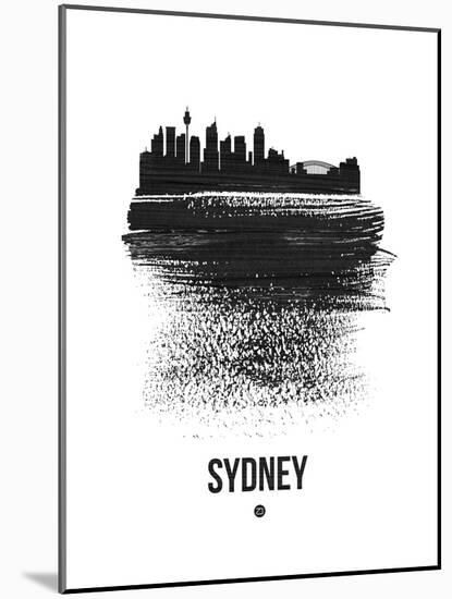 Sydney Skyline Brush Stroke - Black-NaxArt-Mounted Art Print