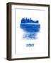 Sydney Skyline Brush Stroke - Blue-NaxArt-Framed Art Print