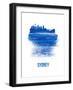 Sydney Skyline Brush Stroke - Blue-NaxArt-Framed Art Print