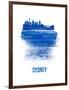 Sydney Skyline Brush Stroke - Blue-NaxArt-Framed Art Print