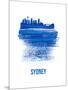 Sydney Skyline Brush Stroke - Blue-NaxArt-Mounted Art Print
