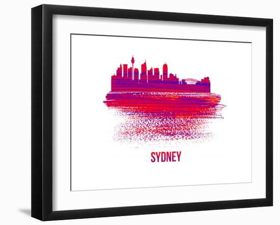 Sydney Skyline Brush Stroke - Red-NaxArt-Framed Art Print