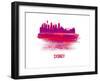 Sydney Skyline Brush Stroke - Red-NaxArt-Framed Art Print