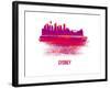 Sydney Skyline Brush Stroke - Red-NaxArt-Framed Art Print