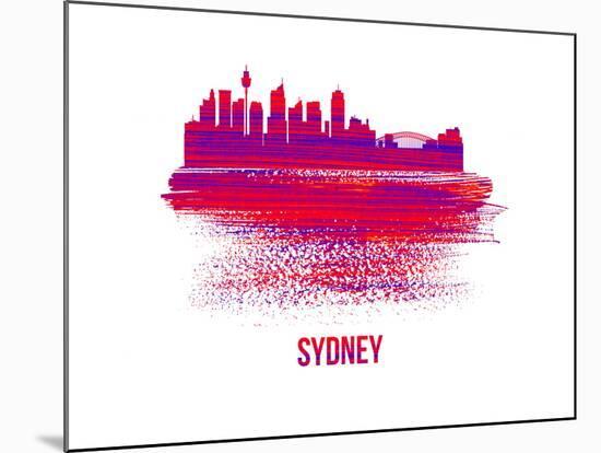 Sydney Skyline Brush Stroke - Red-NaxArt-Mounted Art Print