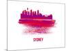 Sydney Skyline Brush Stroke - Red-NaxArt-Mounted Art Print